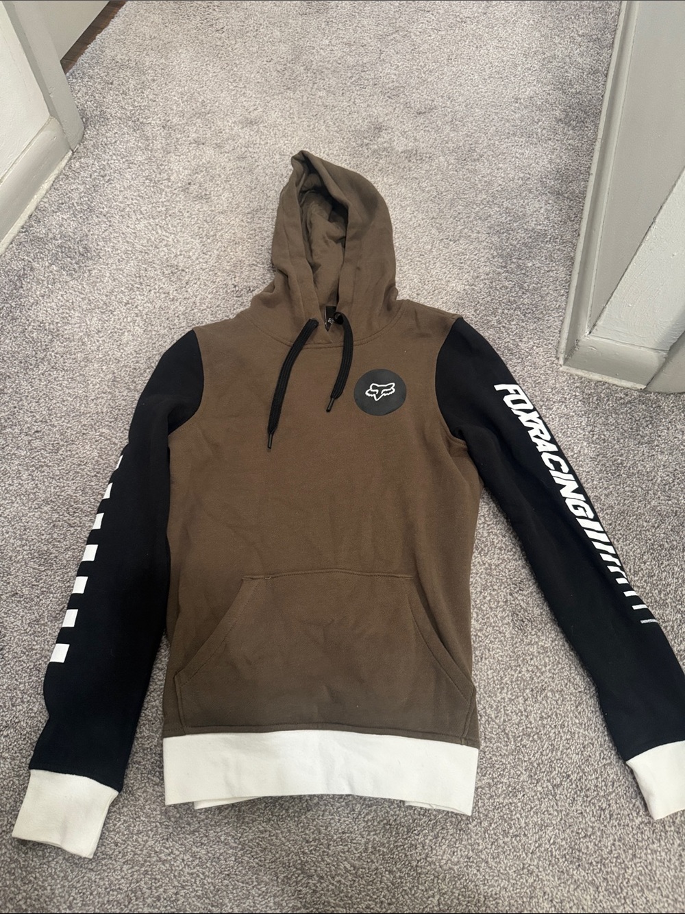 Fox Brown & Black Pullover Hoodie with White Accents